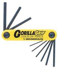 Bondhus - 9 Piece Fold-Up Hex Key Set - Hex Range 5/64 to 1/4" - Apex Tool & Supply