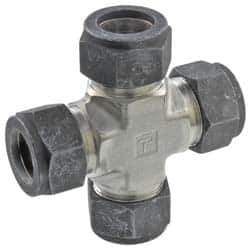 Parker - 1/2" OD, Stainless Steel Union Cross - 3/4" Hex, All Comp Ends - Apex Tool & Supply