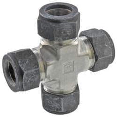 Parker - 3/4" OD, Stainless Steel Union Cross - 1-1/16" Hex, All Comp Ends - Apex Tool & Supply