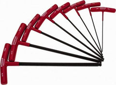 Bondhus - 8 Piece T-Handle Ball End Hex Key Set - Hex Range 2 to 10mm, Alloy Steel - Apex Tool & Supply