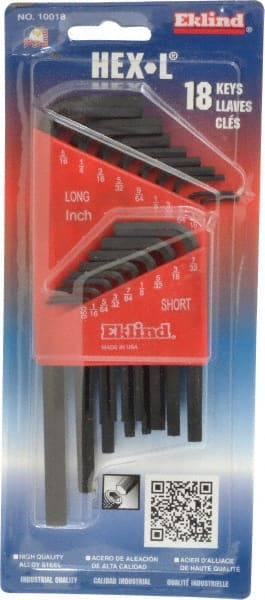 Eklind - 18 Piece L-Key Hex Key Set - Apex Tool & Supply