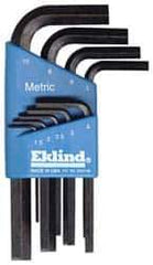 Eklind - 9 Piece L-Key Hex Key Set - Hex Range 1.5 to 10mm - Apex Tool & Supply