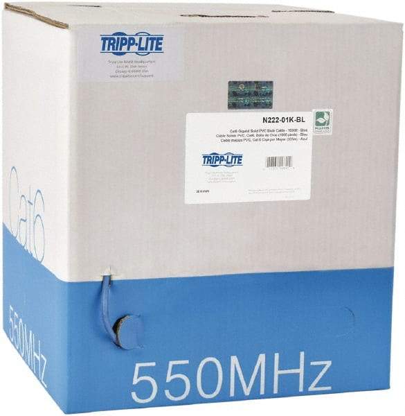 Tripp-Lite - Cat6, 24 AWG, 8 Wires, 550 MHz, Unshielded Network & Ethernet Cable - Blue, PVC, 1,000' OAL - Apex Tool & Supply