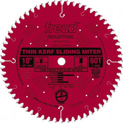 Freud - 10" Diam, 5/8" Arbor Hole Diam, 60 Tooth Wet & Dry Cut Saw Blade - Carbide-Tipped, Standard Round Arbor - Apex Tool & Supply