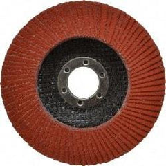 3M - 80 Grit, 4-1/2" Disc Diam, 7/8" Center Hole, Type 27 Ceramic Flap Disc - 13,300 Max RPM, Cloth Backing, Arbor Attaching System, Coated - Apex Tool & Supply
