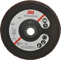 3M - 40 Grit, 7" Disc Diam, 7/8" Center Hole, Type 27 Ceramic Flap Disc - 8,600 Max RPM, Cloth Backing, Arbor Attaching System, Coated - Apex Tool & Supply