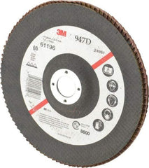 3M - 60 Grit, 7" Disc Diam, 7/8" Center Hole, Type 27 Ceramic Flap Disc - 8,600 Max RPM, Cloth Backing, Arbor Attaching System, Coated - Apex Tool & Supply