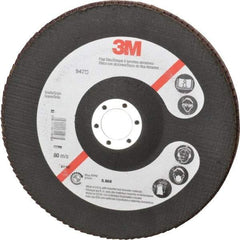 3M - 80 Grit, 7" Disc Diam, 7/8" Center Hole, Type 27 Ceramic Flap Disc - 8,600 Max RPM, Cloth Backing, Arbor Attaching System, Coated - Apex Tool & Supply