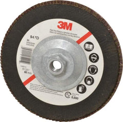 3M - 80 Grit, 7" Disc Diam, 5/8-11 Center Hole, Type 27 Ceramic Flap Disc - 8,600 Max RPM, Cloth Backing, Arbor Attaching System, Coated - Apex Tool & Supply