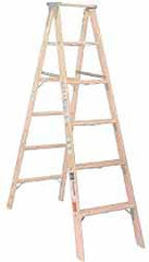 Made in USA - 8 Ft. High, Type IA Rating, Wood Step Ladder - Apex Tool & Supply