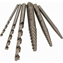 Irwin - 6 Piece Spiral Flute Screw Extractor Set - Screw Range 3/16 to 7/16" - Apex Tool & Supply