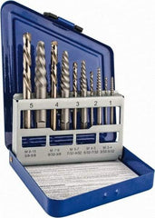 Irwin - 10 Piece Spiral Flute Screw Extractor & Drill Set - Screw Range 3/16 to 3/4" - Apex Tool & Supply