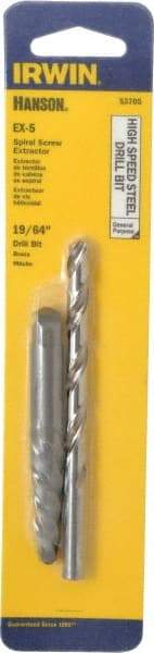 Irwin - 2 Piece Spiral Flute Screw Extractor & Drill Set - Screw Range 3/8 to 5/8" - Apex Tool & Supply