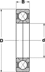 Angular Contact Ball Bearing: 130 mm Bore Dia, 230 mm OD, 40 mm OAW, Without Flange 82,100 lb Static Load, 66,500 lb Dynamic Load