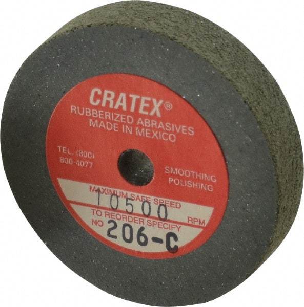 Cratex - 2" Diam x 1/4" Hole x 3/8" Thick, Surface Grinding Wheel - Silicon Carbide, Coarse Grade, 10,500 Max RPM, Rubber Bond, No Recess - Apex Tool & Supply