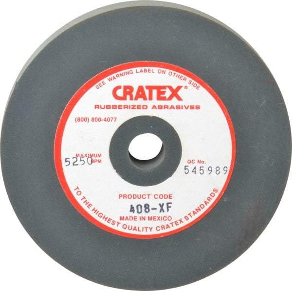 Cratex - 4" Diam x 1/2" Hole x 1/2" Thick, Surface Grinding Wheel - Silicon Carbide, Extra Fine Grade, 5,250 Max RPM, Rubber Bond, No Recess - Apex Tool & Supply