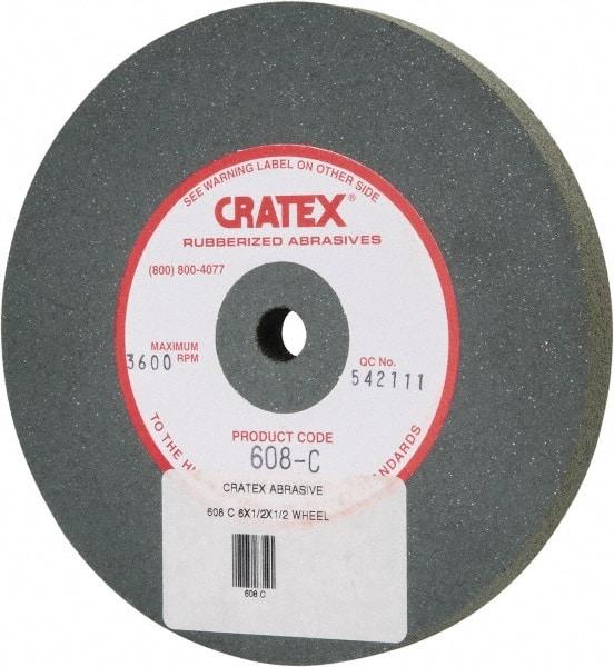 Cratex - 6" Diam x 1/2" Hole x 1/2" Thick, Surface Grinding Wheel - Silicon Carbide, Coarse Grade, 3,600 Max RPM, Rubber Bond, No Recess - Apex Tool & Supply
