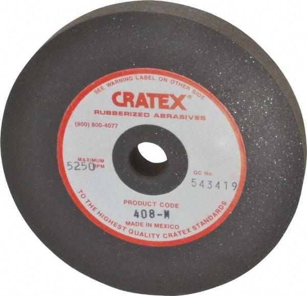 Cratex - 4" Diam x 1/2" Hole x 1/2" Thick, Surface Grinding Wheel - Silicon Carbide, Medium Grade, 5,250 Max RPM, Rubber Bond, No Recess - Apex Tool & Supply