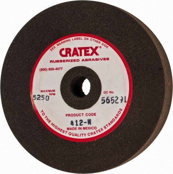 Cratex - 4" Diam x 1/2" Hole x 3/4" Thick, Surface Grinding Wheel - Silicon Carbide, Medium Grade, 5,250 Max RPM, Rubber Bond, No Recess - Apex Tool & Supply