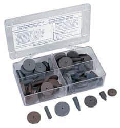 Cratex - 76 Piece Rubber Abrasive Point Set - Includes 8 Tapered Edge Wheels, 24 Straight Wheels, 16 Cylinder Points, 24 Bullet Points, 2 Wheel Mandrels & 2 Point Mandrels - Apex Tool & Supply