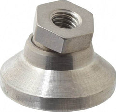 Vlier - 150 Lb Capacity, 10-32 Thread, 17/32" OAL, Stainless Steel Stud, Tapped Pivotal Socket Mount Leveling Pad - 3/4" Base Diam, Delrin Pad, 3/8" Hex - Apex Tool & Supply