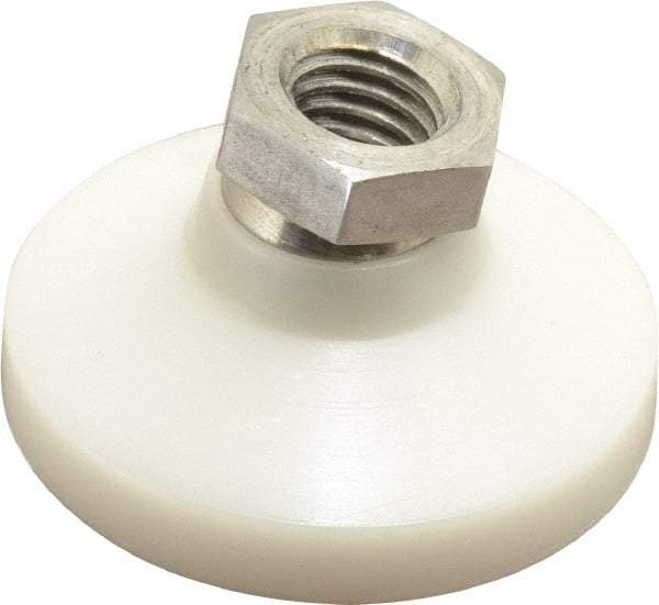Vlier - 700 Lb Capacity, 1/2-13 Thread, 1-1/8" OAL, Stainless Steel Stud, Tapped Pivotal Socket Mount Leveling Pad - 1-7/8" Base Diam, Delrin Pad, 3/4" Hex - Apex Tool & Supply