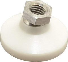 Vlier - 700 Lb Capacity, 1/2-13 Thread, 1-1/8" OAL, Stainless Steel Stud, Tapped Pivotal Socket Mount Leveling Pad - 1-7/8" Base Diam, Delrin Pad, 3/4" Hex - Apex Tool & Supply