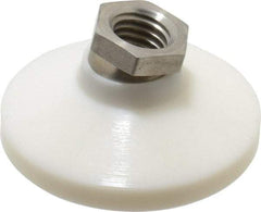 Vlier - 1200 Lb Capacity, 5/8-11 Thread, 1-1/4" OAL, Stainless Steel Stud, Tapped Pivotal Socket Mount Leveling Pad - 2-1/2" Base Diam, Delrin Pad, 7/8" Hex - Apex Tool & Supply