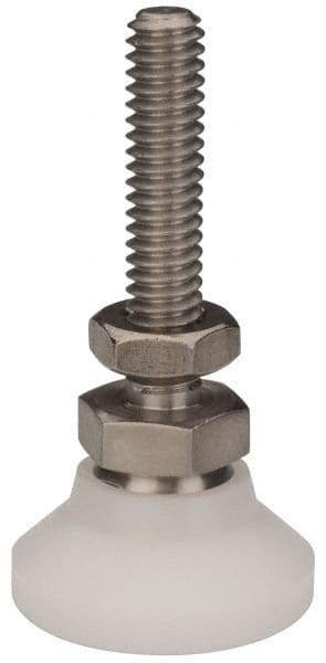 Vlier - 1/4-20 Bolt Thread, Studded Pivotal Stud Mount Leveling Pad & Mount - 200 Max Lb Capacity, 1" Base Diam - Apex Tool & Supply