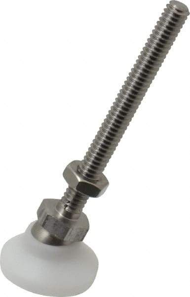 Vlier - 1/4-20 Bolt Thread, Studded Pivotal Stud Mount Leveling Pad & Mount - 200 Max Lb Capacity, 1" Base Diam - Apex Tool & Supply