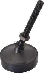 Vlier - 800 Lb Capacity, 1/2-13 Thread, 5-5/8" OAL, Steel Stud, Studded Pivotal Socket Mount Leveling Pad & Mount - 4" Stud Length, 3" Base Diam, Neoprene Pad, 3/4" Hex - Apex Tool & Supply