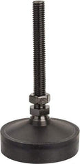 Vlier - 1200 Lb Capacity, 1/2-13 Thread, 5-5/8" OAL, Steel Stud, Studded Pivotal Socket Mount Leveling Pad & Mount - 4" Stud Length, 3" Base Diam, Neoprene Pad, 3/4" Hex - Apex Tool & Supply