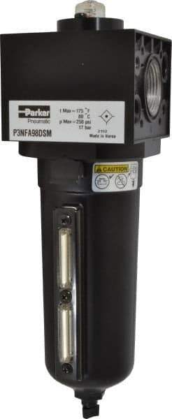 Parker - 1" Port Coalescing Filter - Aluminum Bowl, Manual Drain, 250 Max psi, 3.62" Long x 11.9" High - Apex Tool & Supply