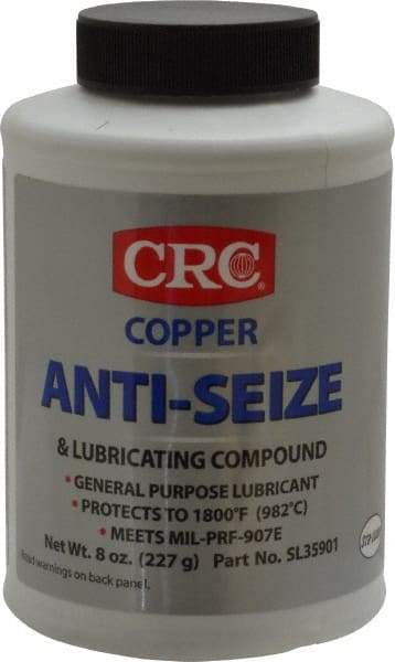 CRC - 8 oz Bottle General Purpose Anti-Seize Lubricant - Copper, -95 to 1,800°F, Bronze, Water Resistant - Apex Tool & Supply