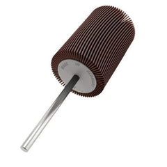 Value Collection - 5/8" Diam x 3/4" Face Width, Very Fine Aluminum Oxide Coated Mounted Flap Wheel - 1/8" Shank Mount, 240 Grit, X Weighted Cloth Backing, 40,000 Max RPM - Apex Tool & Supply
