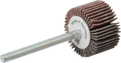 Value Collection - 3/4" Diam x 1/2" Face Width, Fine Aluminum Oxide Coated Mounted Flap Wheel - 1/8" Shank Mount, 120 Grit, X Weighted Cloth Backing, 35,000 Max RPM - Apex Tool & Supply