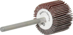 Value Collection - 3/4" Diam x 5/8" Face Width, Very Fine Aluminum Oxide Coated Mounted Flap Wheel - 1/8" Shank Mount, 180 Grit, X Weighted Cloth Backing, 35,000 Max RPM - Apex Tool & Supply