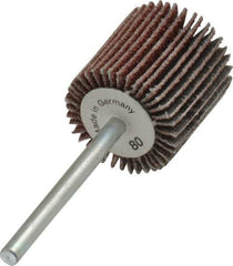 Value Collection - 3/4" Diam x 3/4" Face Width, Medium Aluminum Oxide Coated Mounted Flap Wheel - 1/8" Shank Mount, 80 Grit, X Weighted Cloth Backing, 35,000 Max RPM - Apex Tool & Supply