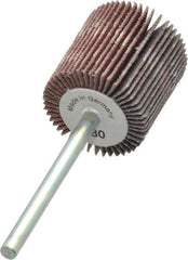 Value Collection - 3/4" Diam x 3/4" Face Width, Very Fine Aluminum Oxide Coated Mounted Flap Wheel - 1/8" Shank Mount, 180 Grit, X Weighted Cloth Backing, 35,000 Max RPM - Apex Tool & Supply