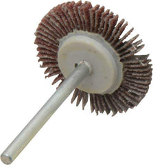 Value Collection - 1-3/16" Diam x 1/8" Face Width, Medium Aluminum Oxide Coated Mounted Flap Wheel - 1/8" Shank Mount, 80 Grit, X Weighted Cloth Backing, 30,000 Max RPM - Apex Tool & Supply
