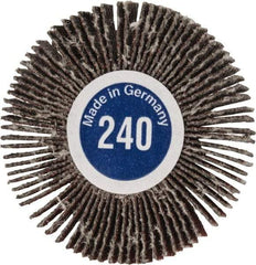 Value Collection - 1-3/16" Diam x 1/8" Face Width, Very Fine Aluminum Oxide Coated Mounted Flap Wheel - 1/8" Shank Mount, 240 Grit, X Weighted Cloth Backing, 30,000 Max RPM - Apex Tool & Supply