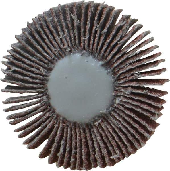 Value Collection - 1-3/16" Diam x 3/16" Face Width, Medium Aluminum Oxide Coated Mounted Flap Wheel - 1/8" Shank Mount, 80 Grit, X Weighted Cloth Backing, 30,000 Max RPM - Apex Tool & Supply
