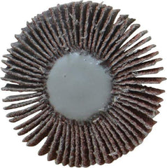 Value Collection - 1-3/16" Diam x 3/16" Face Width, Medium Aluminum Oxide Coated Mounted Flap Wheel - 1/8" Shank Mount, 80 Grit, X Weighted Cloth Backing, 30,000 Max RPM - Apex Tool & Supply