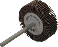 Value Collection - 1-3/16" Diam x 3/8" Face Width, Very Fine Aluminum Oxide Coated Mounted Flap Wheel - 1/8" Shank Mount, 240 Grit, X Weighted Cloth Backing, 30,000 Max RPM - Apex Tool & Supply
