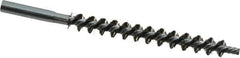 Schaefer Brush - 4" Brush Length, 7/16" Diam, Double Stem, Single Spiral Tube Brush - 6-1/4" Long, Stainless Steel, 12-24 Female Connection - Apex Tool & Supply