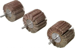 Value Collection - 3 Piece Abrasive Flap Sanding Wheel Kit - 60, 80 & 120 Grit, Medium & Fine Grade, 3" Diam x 2" Width x 1/4" Shank Diam - Apex Tool & Supply