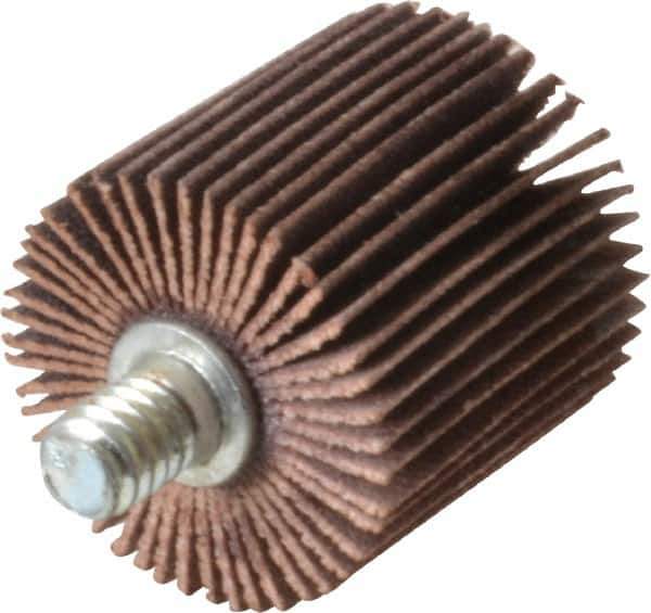 Norton - 1" Diam x 1" Face Width, Very Fine Aluminum Oxide Coated Mounted Flap Wheel - 1/4-20 Threaded Mount, 180 Grit, Cloth Backing, 30,000 Max RPM - Apex Tool & Supply