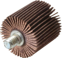 Norton - 1" Diam x 1" Face Width, Very Fine Aluminum Oxide Coated Mounted Flap Wheel - 1/4-20 Threaded Mount, 180 Grit, Cloth Backing, 30,000 Max RPM - Apex Tool & Supply