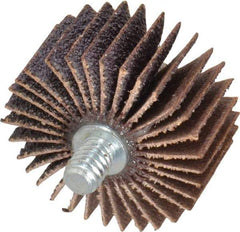 Norton - 1-3/8" Diam x 5/8" Face Width, Medium Aluminum Oxide Coated Mounted Flap Wheel - 1/4-20 Threaded Mount, 60 Grit, Cloth Backing, 30,000 Max RPM - Apex Tool & Supply