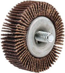 Norton - 1-5/8" Diam x 1/2" Face Width, Medium Aluminum Oxide Coated Mounted Flap Wheel - 1/4-20 Threaded Mount, 60 Grit, 23,000 Max RPM - Apex Tool & Supply